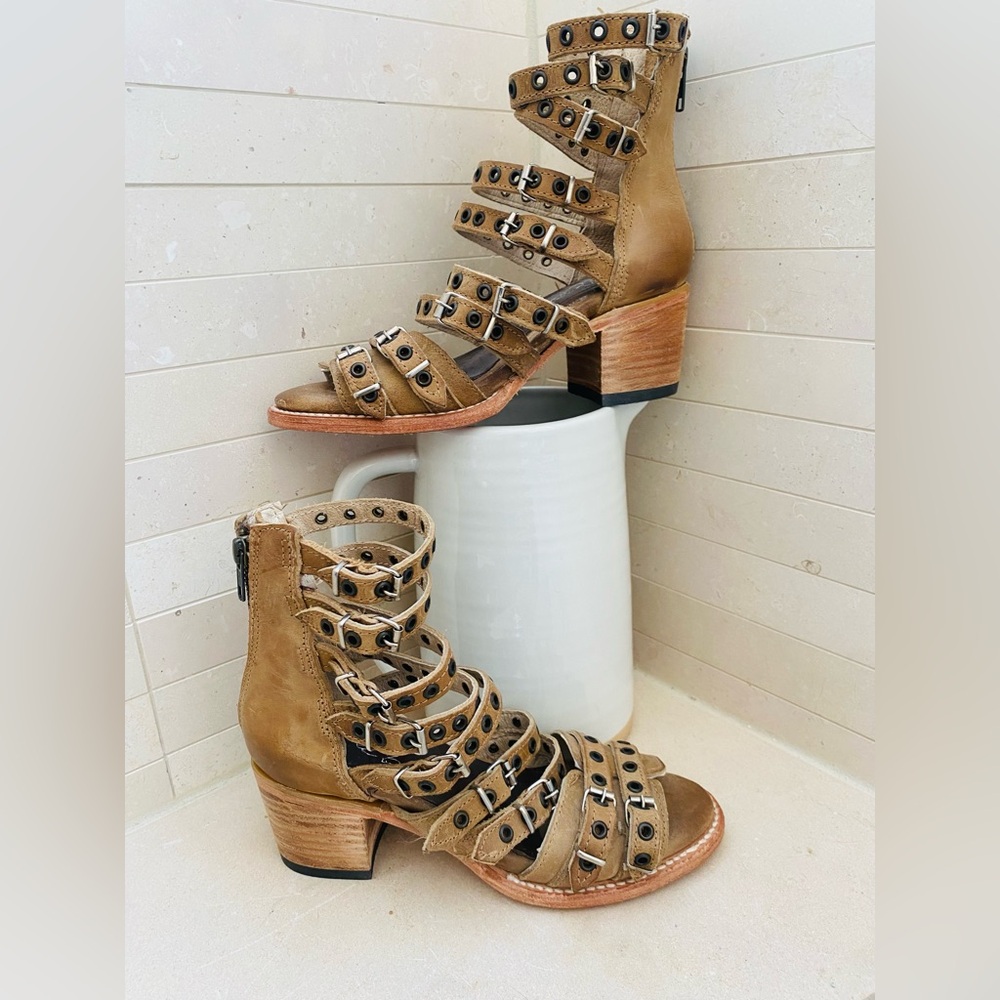 Freebird bySteve “Casandra” sandals in tan; worn only inside to try on; like new